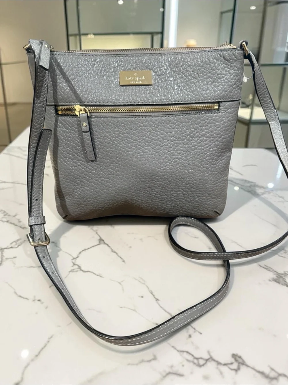 kate spade New York Pebbled Leather Crossbody Bag in Gray